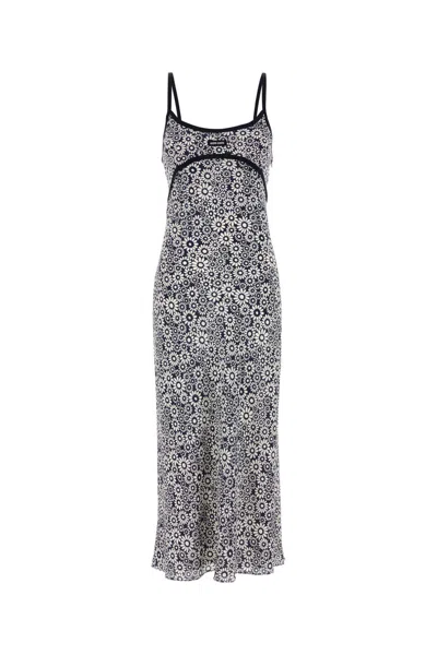 Miu Miu Printed Silk Dress In Multi