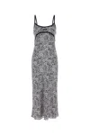 Miu Miu Floral Print Maxi Dress With Spaghetti Straps In Blue