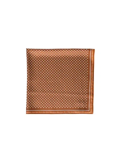 Miu Miu Printed Silk Scarf In Brown