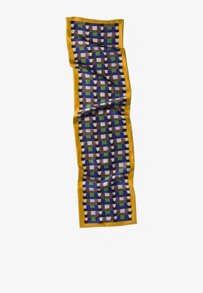 Miu Miu Printed Silk Scarf In Blue