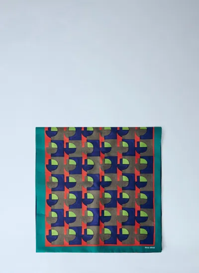 Miu Miu Printed Silk Scarf In Multi