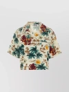 Miu Miu Cropped-seidenhemd Mit Floralem Print In Beige