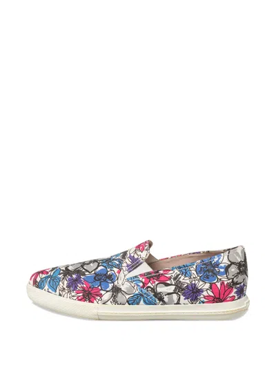 Pre-owned Miu Miu Printed Slip-on Sneakers In Blue