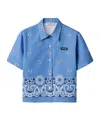 Miu Miu Womens Pervinca Boxy-fit Graphic-pattern Cotton-and-linen Shirt