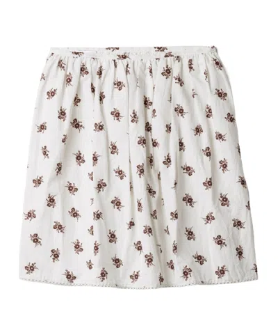 Miu Miu Printed Slubbed Poplin Skirt In Multi