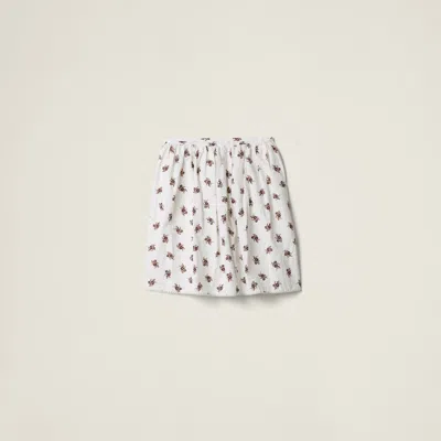 MIU MIU PRINTED SLUBBED POPLIN SKIRT