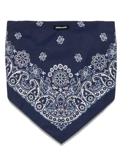 Miu Miu Printed Top In Popeline Cotton