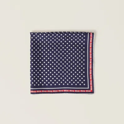 Miu Miu Printed Twill Scarf In Blue/white