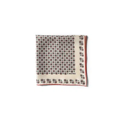 Miu Miu Printed Twill Scarf In White