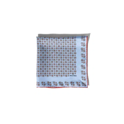 Miu Miu Printed Twill Scarf In Sky/pollen Yellow