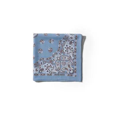 Miu Miu Printed Wool And Cashmere Scarf In Cloudy Gray
