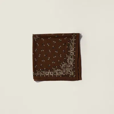 Miu Miu Printed Wool And Cashmere Scarf In Gray