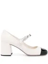 Miu Miu 65mm Chain-link Leather Pumps In White