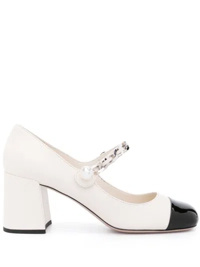 Miu Miu 65mm Chain-link Leather Pumps In White