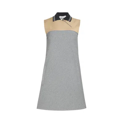 Pre-owned Miu Miu Punto Stoffa Bicolor Dress 'grigio/cammello' | Grey | Women's Size 40 In Gray