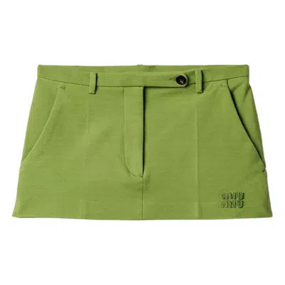 Pre-owned Miu Miu Punto Stoffa Skirt 'verde' | Green | Women's Size 40