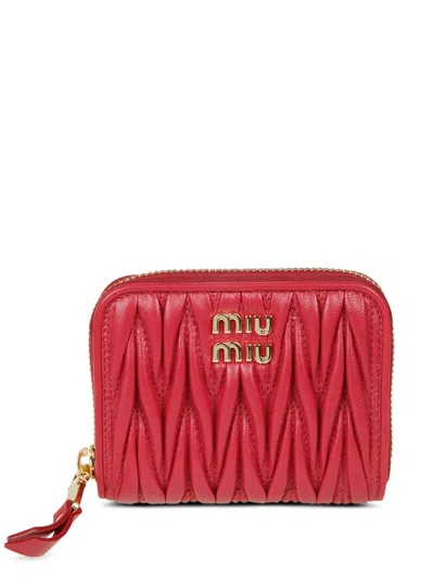 Miu Miu Purple Leather Coin Purse In Neutral
