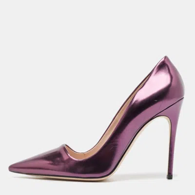 Pre-owned Miu Miu Purple Leather Pointed Toe Pumps Size 38.5