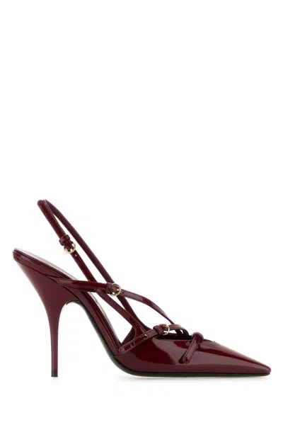 Miu Miu Slingback Deep Purple In Patent Leather With Buckles In Burgundy