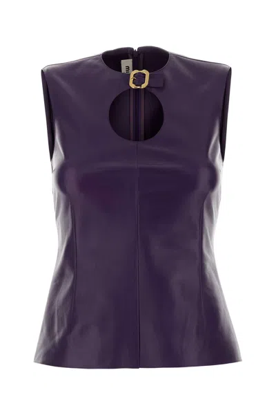 MIU MIU PURPLE LEATHER TOP