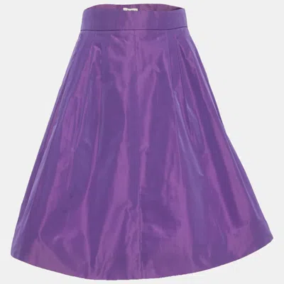 Pre-owned Miu Miu Purple Taffeta Pleated Mini Skirt S
