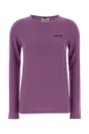 Miu Miu Soft Wool Blend Crew Neck Long Sleeve Sweater In Purple