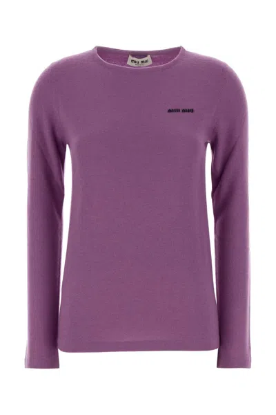 MIU MIU PURPLE WOOL BLEND SWEATER