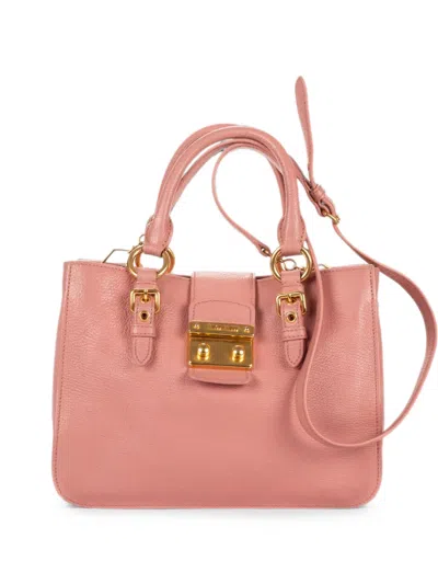 Pre-owned Miu Miu Push-lock Tote Bag In Pink