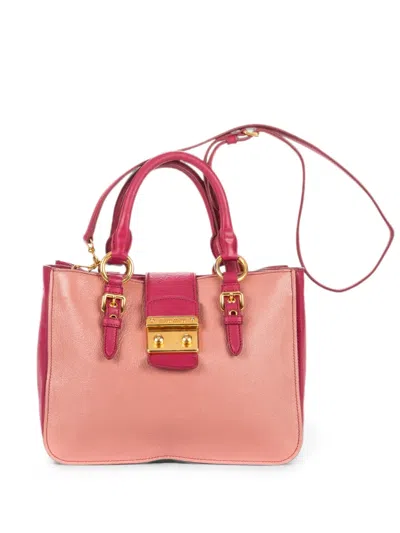 Pre-owned Miu Miu Push-lock Tote Bag In Pink