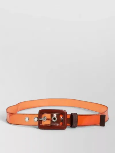Miu Miu Pvc Waist Women Belt Square Buckle In Orange