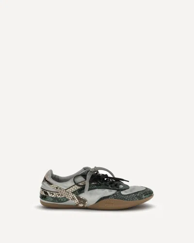 Miu Miu Python Print Sneakers In Gray