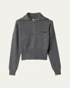 Miu Miu Quarter-zip Cashmere Crop Sweater In Gray