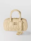 Miu Miu Quilted Arcadie Tote Bag With Shoulder Strap In Neutral