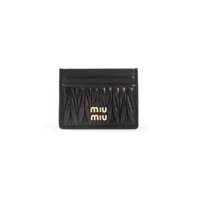 Miu Miu Quilted Black Lamb Leather Compact Wallet