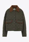 Miu Miu Straight Hem Quilted Jacket In Brown