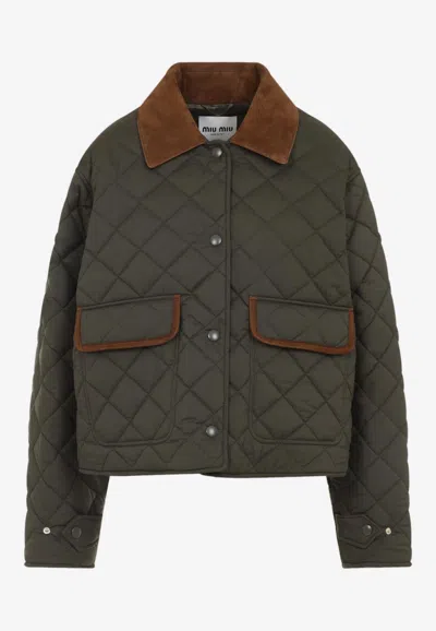 MIU MIU QUILTED BOMBER JACKET