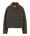 Miu Miu Olive Quilted Nylon Jacket In Black
