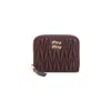 Miu Miu Quilted Burgundy Lamb Leather Wallet In Brown