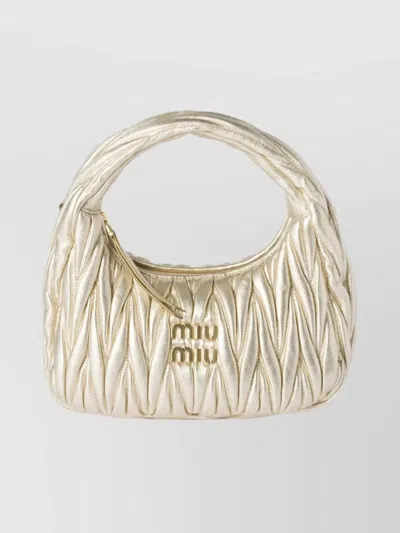 Miu Miu Quilted Clutch Bag Top Handle In Neutral
