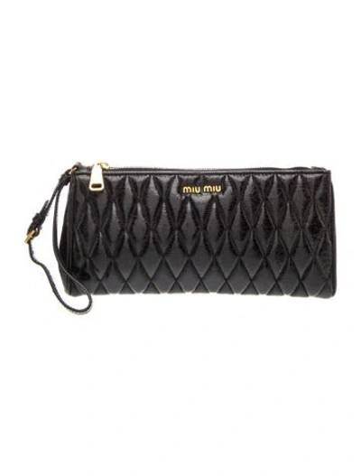 Pre-owned Miu Miu Quilted Clutch In Black