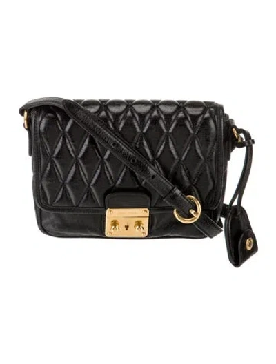 Pre-owned Miu Miu Quilted Crossbody Bag In Black