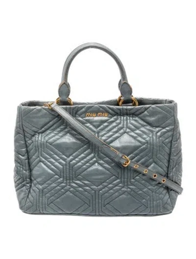 Pre-owned Miu Miu Quilted Crossbody Bag In Blue