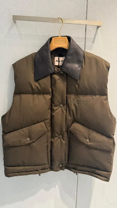 Miu Miu Quilted Gilet In Brown