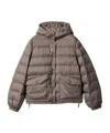 Miu Miu Technical Pongé Down Jacket In Gray