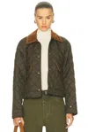 Miu Miu Straight Hem Quilted Jacket In Green