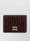 Miu Miu Quilted Leather Card Holder In Brown