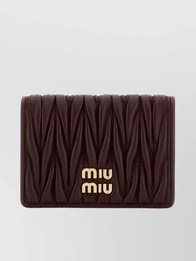 Miu Miu Quilted Leather Card Holder In Brown