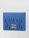 Miu Miu Quilted Leather Card Holder In Blue