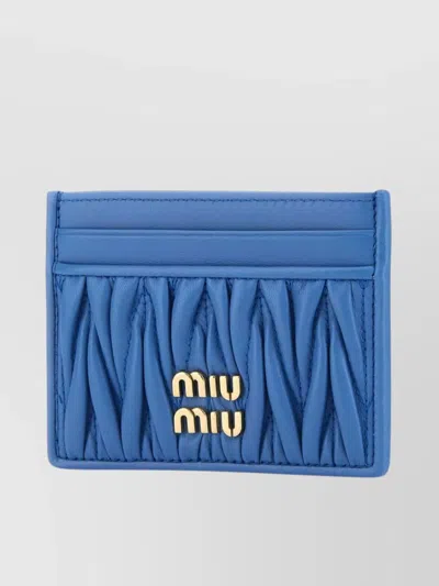 Miu Miu Quilted Leather Card Holder In Blue