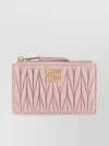 MIU MIU QUILTED LEATHER CARD HOLDER WITH STITCHED DETAILING